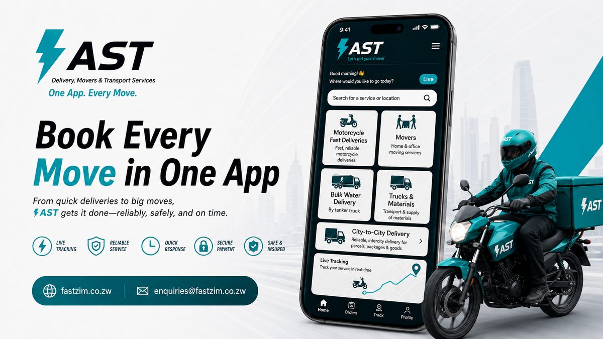 The FAST customer app showing the service menu on a phone