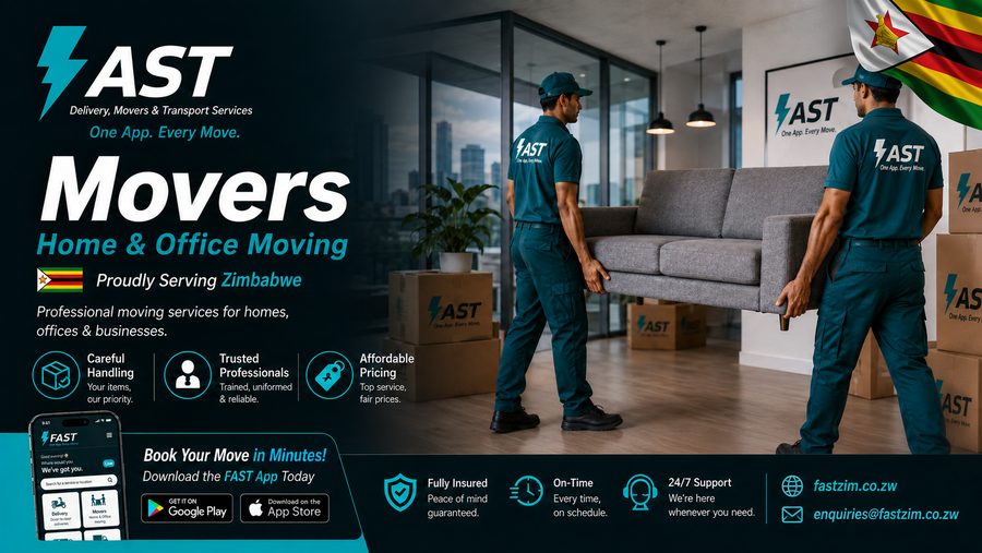 Two uniformed FAST movers carrying a sofa